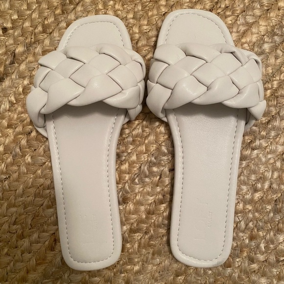 Loft White Leather Braided Flat Sandals Size 8 - Picture 7 of 10